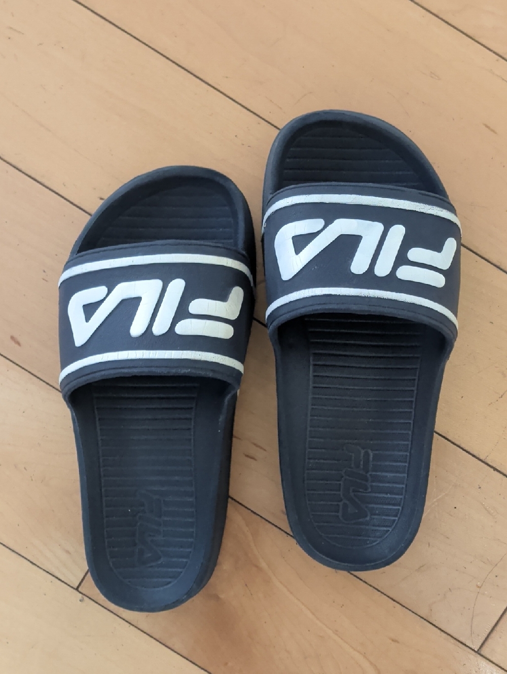 Fila Navy and White Slide Sandals - youth Size 11-12